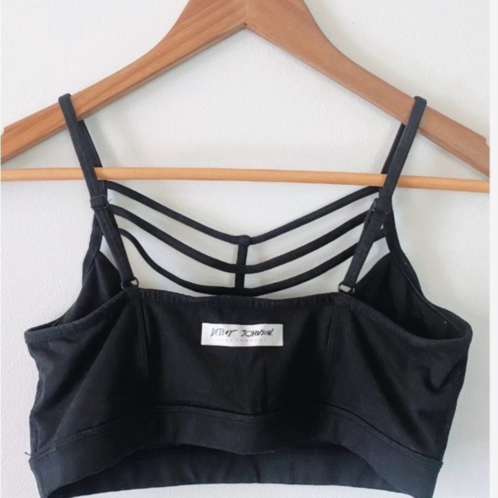 Betsey Johnson Triple Strap Sports Bra Black XS NWOT - Picture 2 of 3